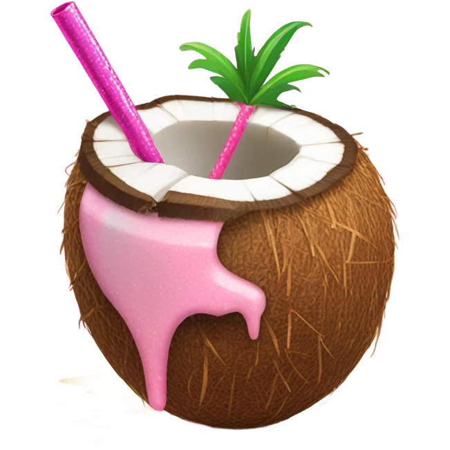 Pink coconut with juice and glitter and straw  emoji