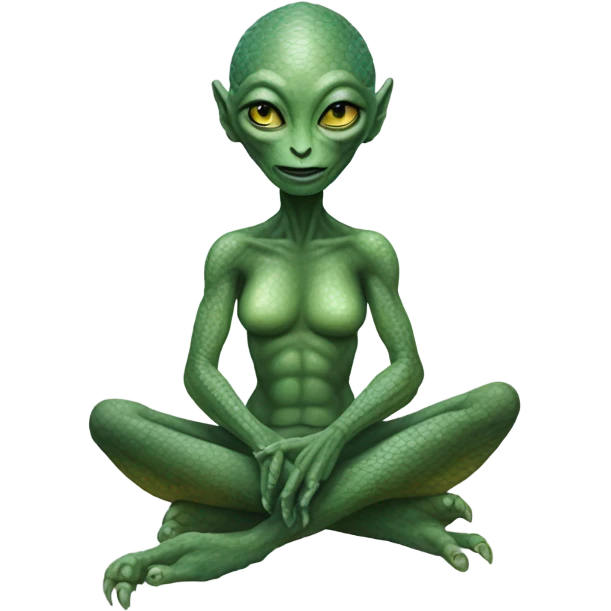 a Reptilian alien woman,in meditation emoji