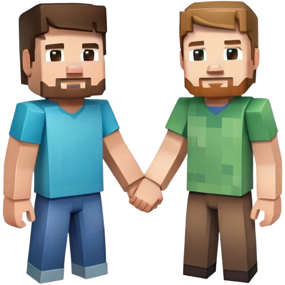 Minecraft Steve and Alex holding hands emoji