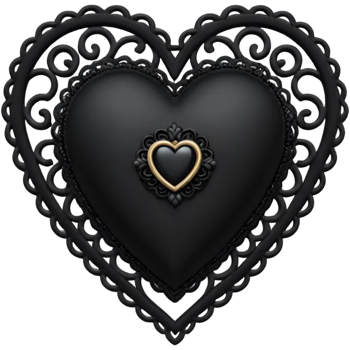 goth heart with a black lace cameo brooch emoji