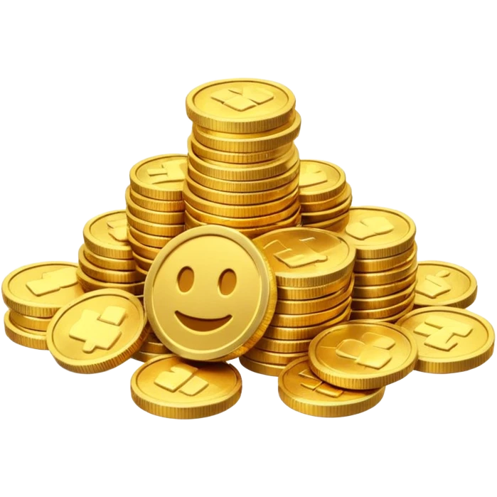 small pile of gold coins, 3D emoji style, shiny gold, no symbols, no text,  emoji