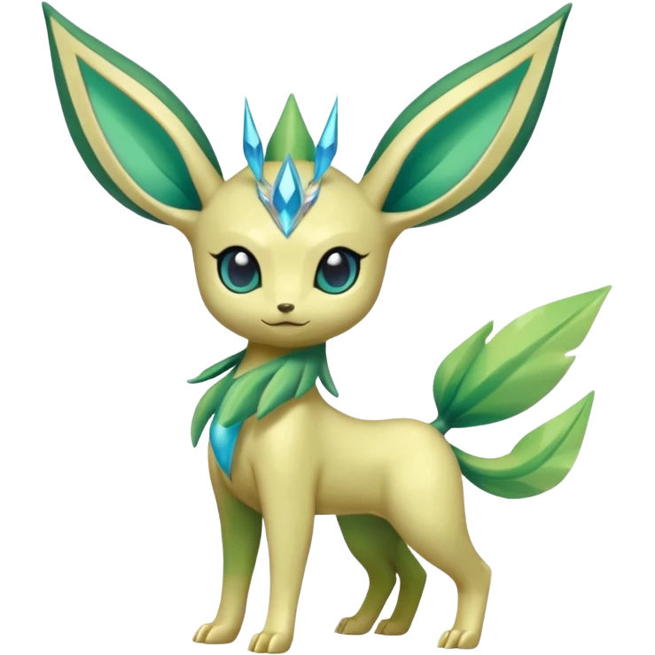 Shiny Aural Leafeon-Keldeon-Celebi-Amaura-Fakémon-fusion (full body) emoji