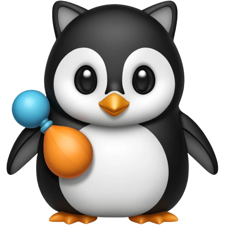 penguin with a cat toy emoji