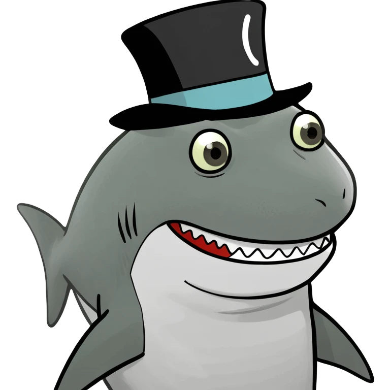 Shark with a top hat emoji