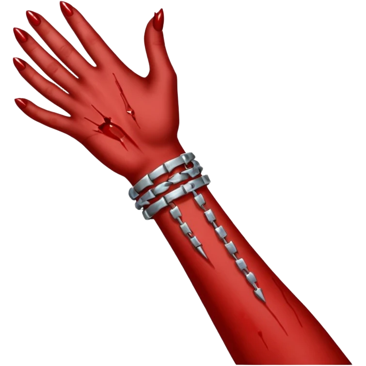 Wrist with nails hammered into it in a line. emoji