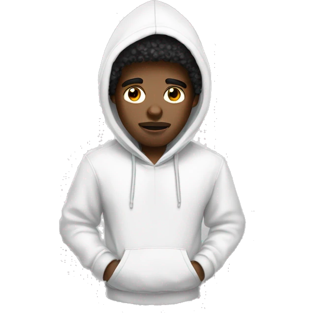 A black man with Afro in white hoodie and one eye emoji
