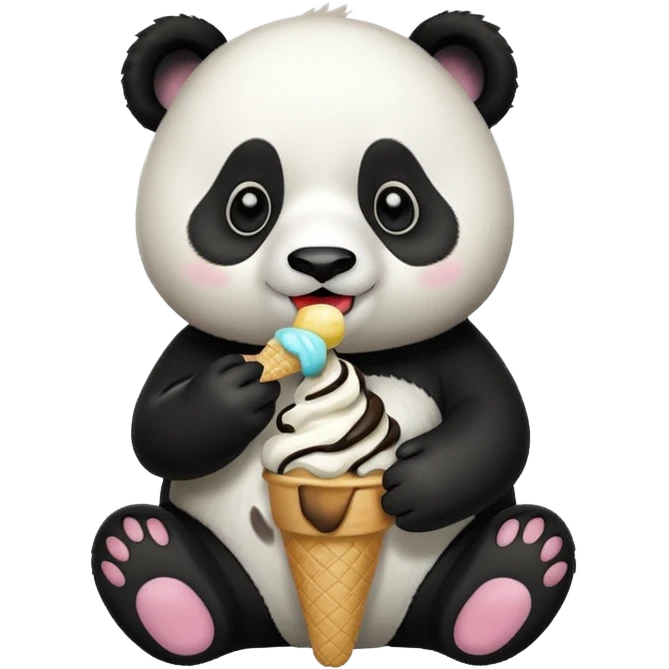 Panda eating ice cream emoji