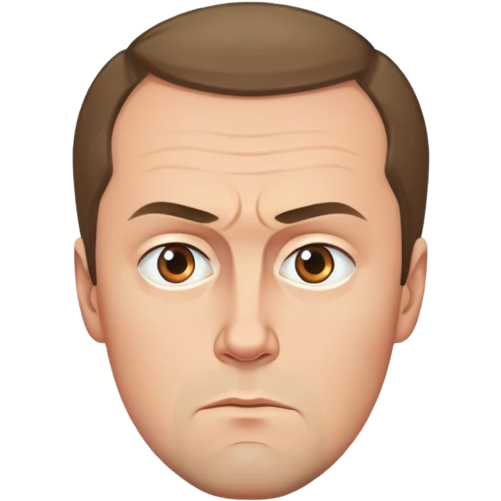 portrait of Medvedev with a round face, serious and focused expression emoji