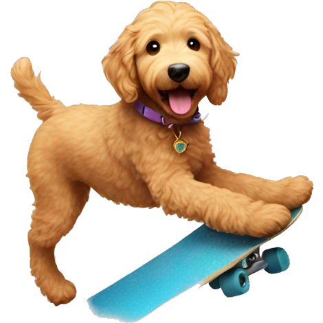 a golden doodle skating emoji