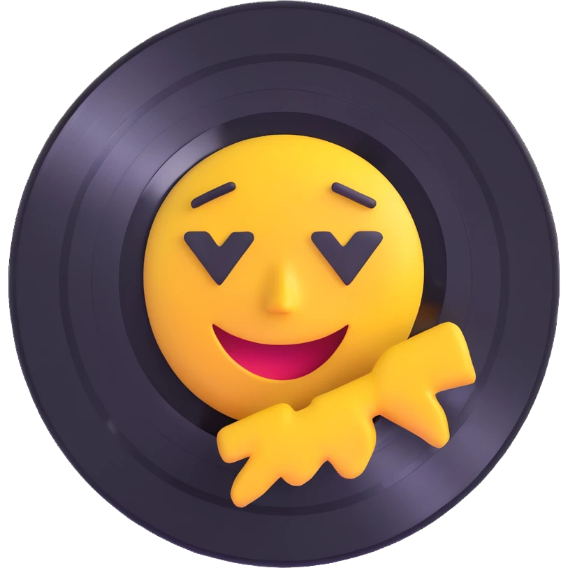 broken vinyl record, 3D emoji style emoji