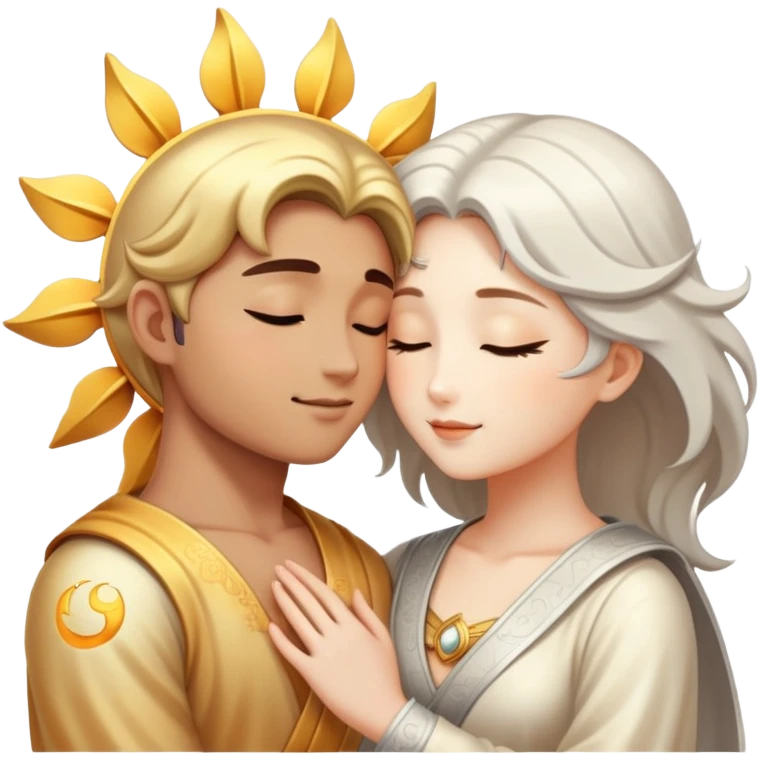 sun and moon embracing lovingly, romantic couple emoji
