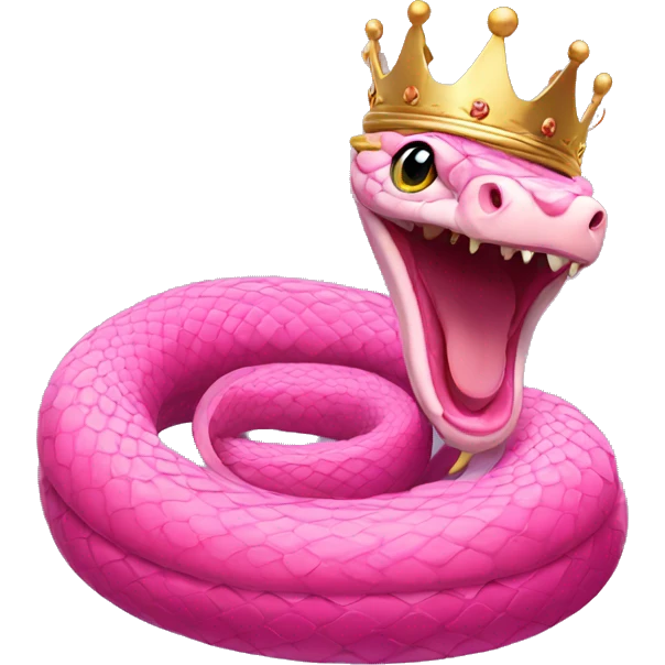 Pink snake with queen’s crown emoji