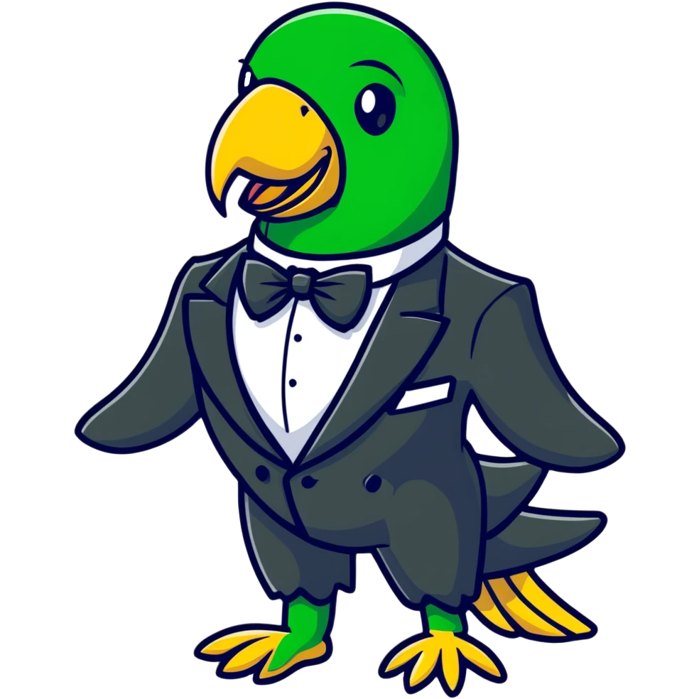Parrot wearing a tuxedo  emoji
