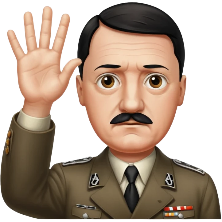Hitler with hailing with one hand and painting with the other hand emoji