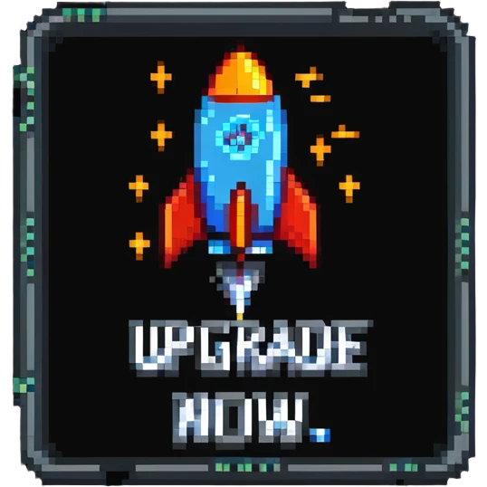 upgrade now button with rocket emoji