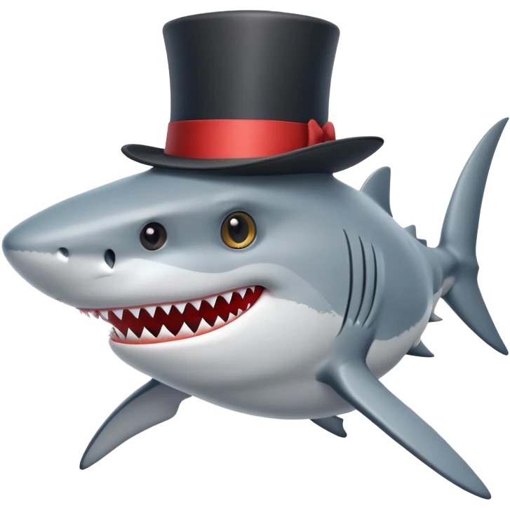 Shark with a top hat emoji