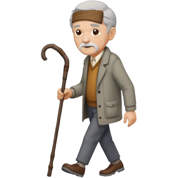 old man with walking stick emoji