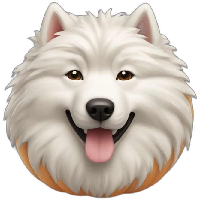 Pumpkin carved as a samoyed emoji