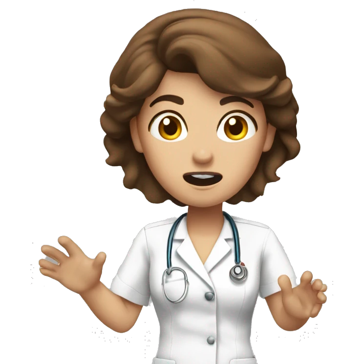 Panicking nurse brown hair emoji