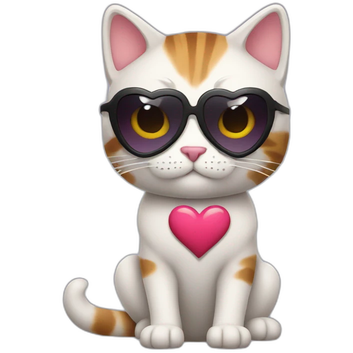 cool cat with heart shades emoji