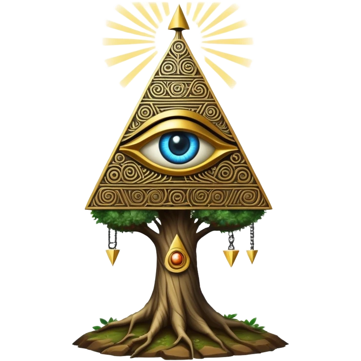 Annunaki tree from Garden of eden, that is actually a ancient tech antenna with illuminati all seeing eye in traingle symbol at the top emoji