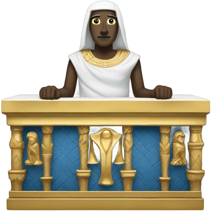 sarcophagus gold blue white black , full body  emoji