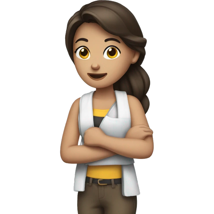 brunette Girl with arm in a sling emoji