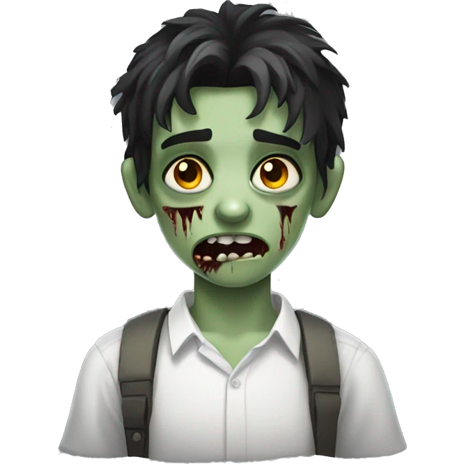 teen boy zombie with dark hair and white shirt emoji