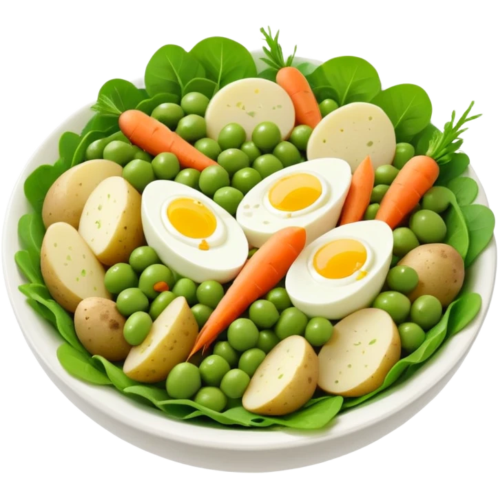 Salad community avatar in clean style illustration. Classic salads like Olivier, Greek or Tashkent, vibrant greens and colorful ingredients, simple shapes, flat design, high contrast, fresh and inviting. emoji