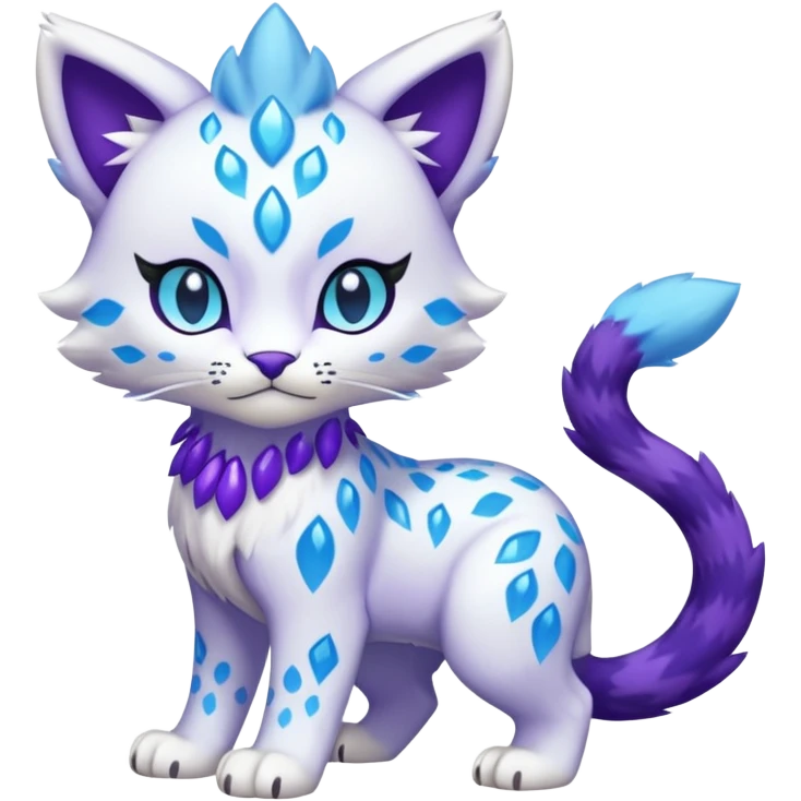 Icy Elemental Pawny Cute Innocent Liepard-Amaura-Litten-Sprigatito-Pokémon-fusion-creature (full body) emoji