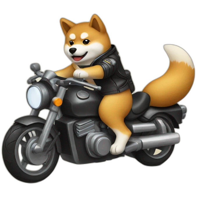 shiba inu driving a motobike emoji