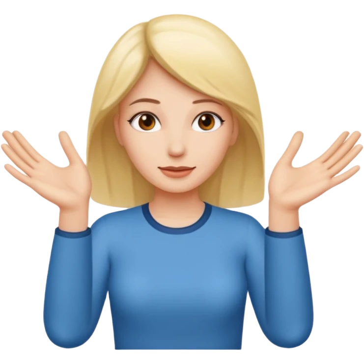 women with her hands out and above one had saying 6 and the other hand 7 emoji