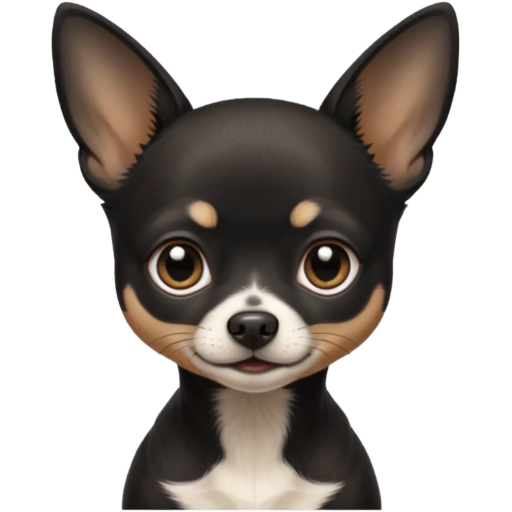Very Dark black Chihuahua with white markings On the neck In Telegram style emoji