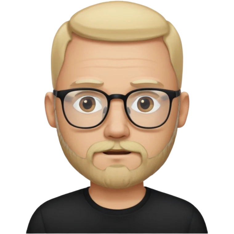 bald bearded blonde bald man with eyeglasses with black shirt emoji