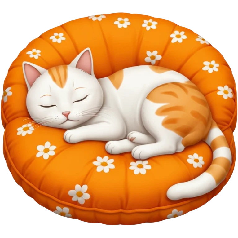 a lazy cat sleeping on a cusion emoji