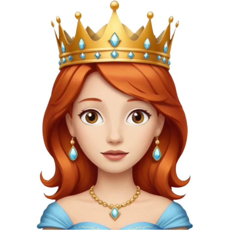 Crea una mujer pelirroja con corona de princesa emoji