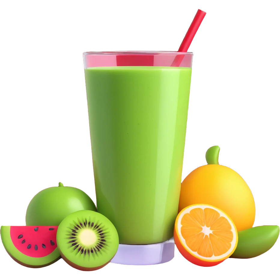 fresh green smoothie with fruits emoji