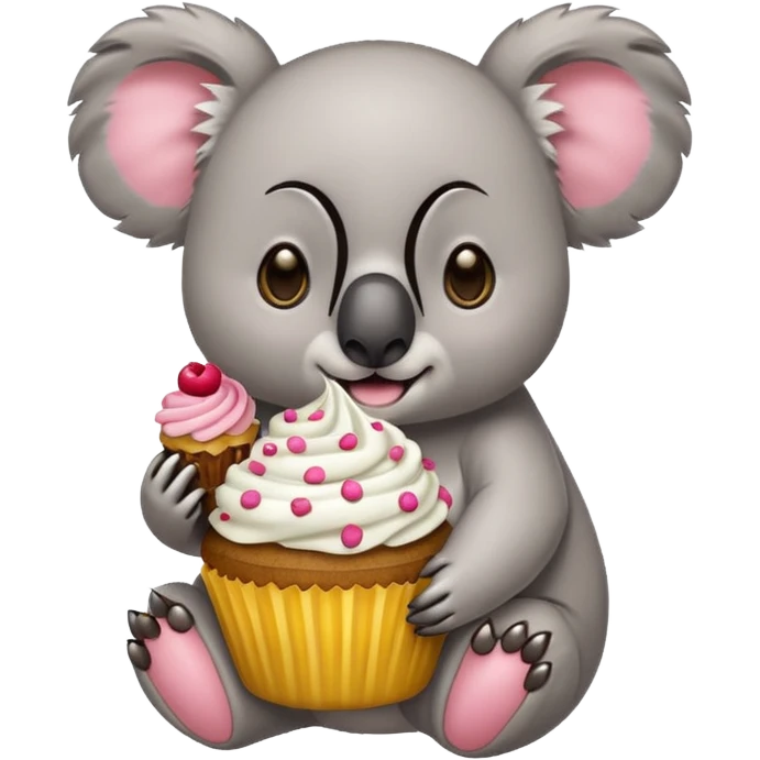 koala with cupcake emoji