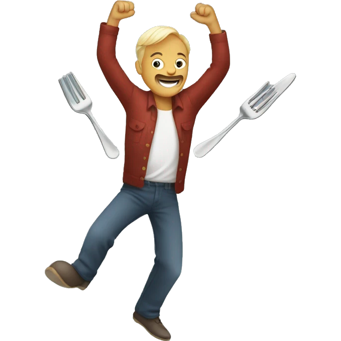 Man dancing with forks and knives  emoji