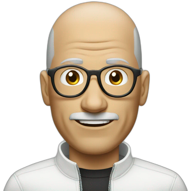 Steve job no hair wearing specs riding bike emoji
