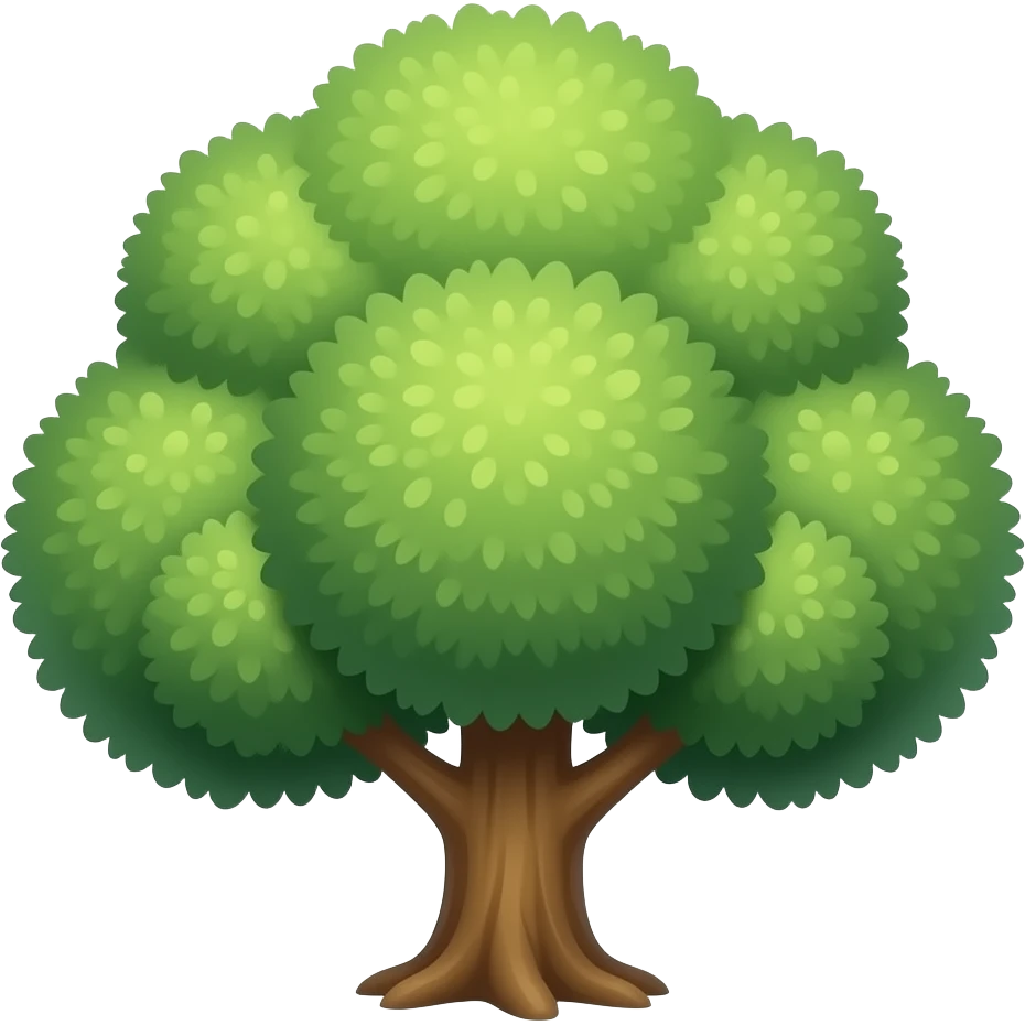 tree, round soft green canopy. No pot, no ground — only the tree. Flat 2-3D vector, clean shapes, no gradients. emoji