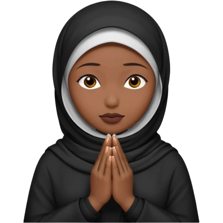 darkskin muslim black woman praying with dark hijab emoji