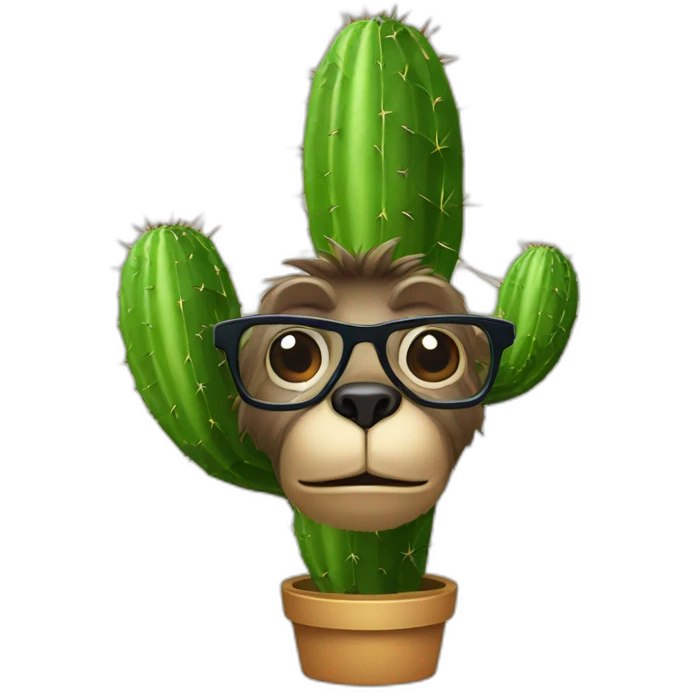 Un singe avec des lunettes qui embrasse un cactus emoji