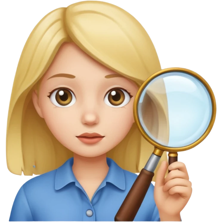a girl using a magnifying glass emoji