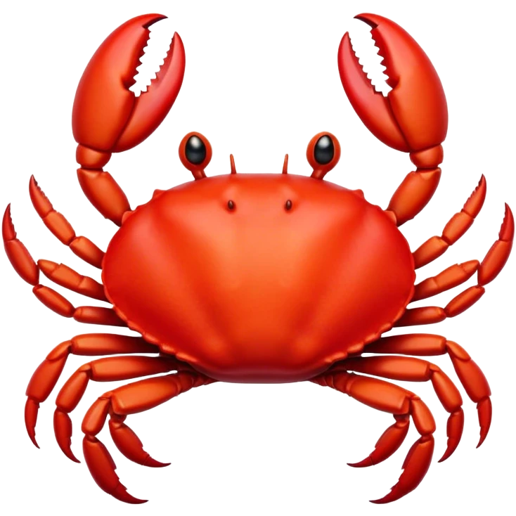 Cinematic Cute Red Crab Portrait Emoji, Head tilted playfully and inquisitively, featuring a compact, vibrant scarlet carapace with adorably small, expressive eyes and gentle, rounded pincers, Simplified yet irresistibly adorable features, highly detailed, glowing with a warm, friendly oceanic glow, high shine, affectionate and lively, stylized with a touch of seaside whimsy, soft glowing outline, capturing the essence of a mischievous yet loving red crab that seems as if it could pinch its way out of the screen into your arms! emoji