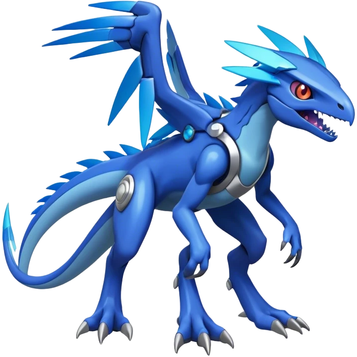 Shiny Futuristic Celestial Fakemon-Pokemon-Digimon-Spectrobes-Raptor-fusion, full body, two legs emoji