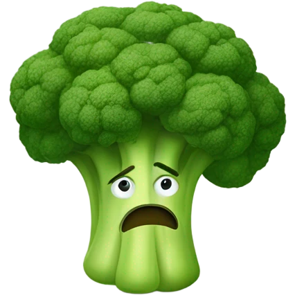 A sad broccoli with downcast eyes and a trembling lip looks upset, as if saying goodbye. emoji