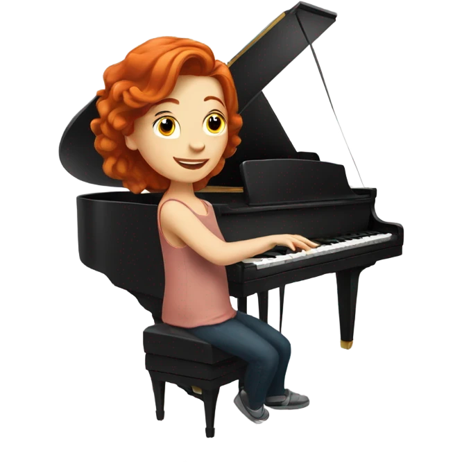 Redhead playing piano emoji