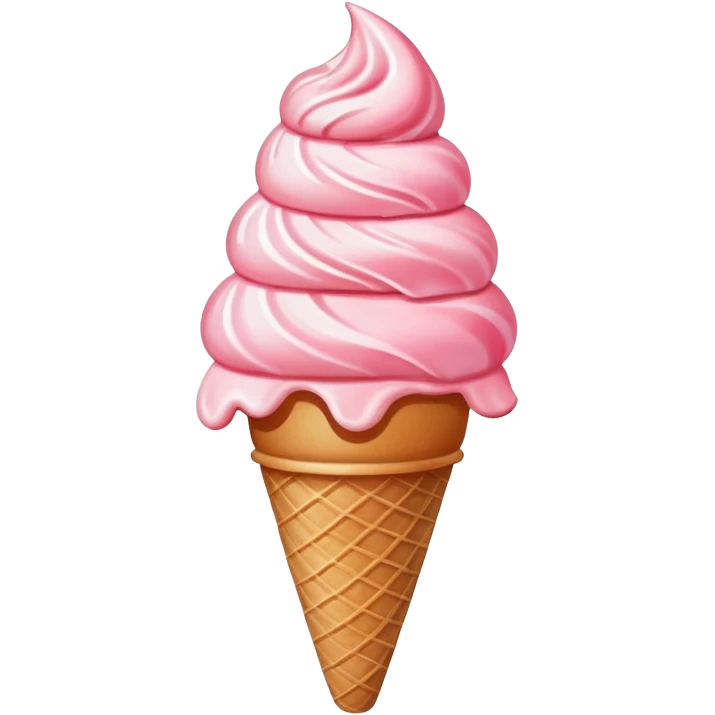 strawberry ice cream cone, pink scoop with strawberry pieces emoji