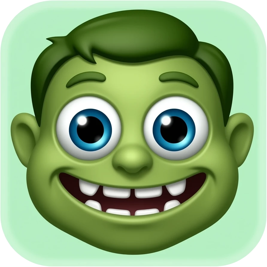 Troll face of green background emoji
